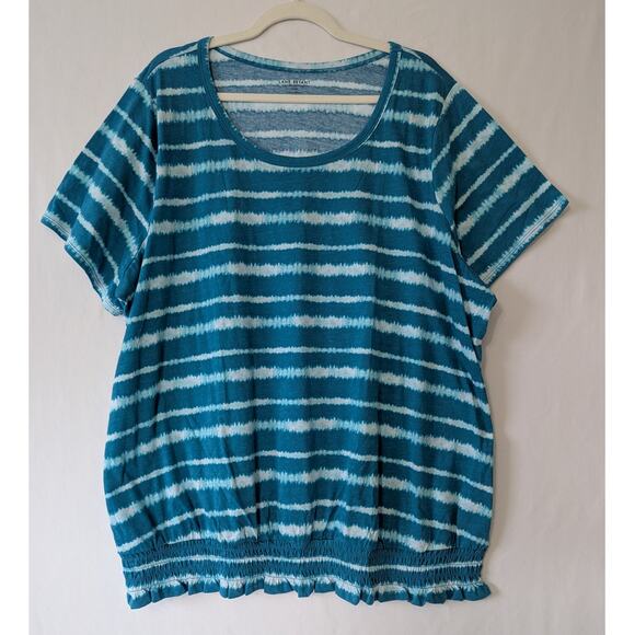 Lane Bryant Illusion Collection‎ Fits That Flatter Blue Tie-Dye Top Size 26/28 - Picture 1 of 10